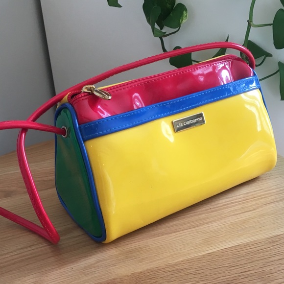 Vintage Handbags - Vintage 90s Triangle Multicolor Bag Liz Claiborne